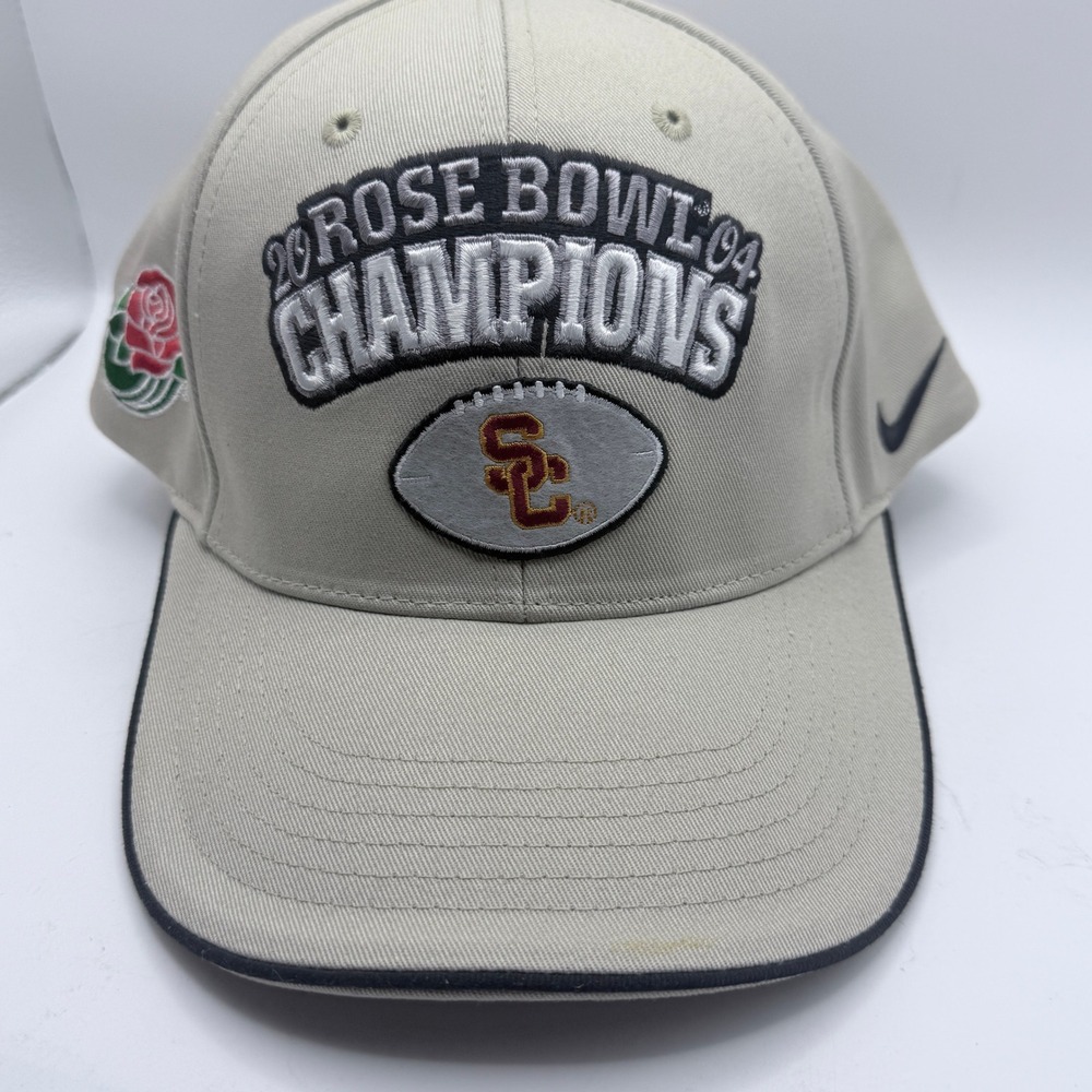 Nike USC Trojans 2004 Rose Bowl Champions Hat OSFA Tan Adjustable Strapback Cap